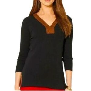 Ralph Lauren Black and Brown V-Neck Sweater